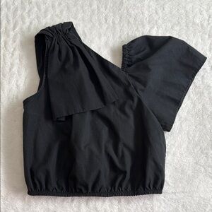 Zara Charcoal One-Shoulder Top